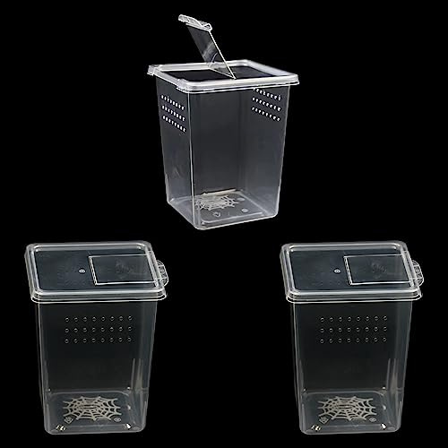 3 Pcs Insect Spider Terrariums Breeding Box, Small Reptile Hatching Container, Plastic Reptile Box for Arboreal Spider Tarantula Mantis Scorpion Centipede Small Reptiles