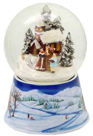 Minium Collection Palla di neve con passeggiata di Natale * su base nostalgica paesaggio invernale case Natale inverno con carillon – 100 mm di larghezza * 20224