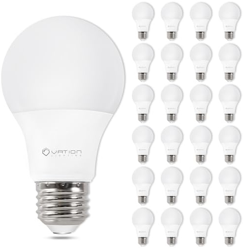 VATION LIGHTING A19 4000K LED Light Bulbs Neutral White, 60 Watt Equivalent, Efficient 8.5 Watt, 800 Lumens, E26 Medium Base, Non-Dimmable, ETL/UL Listed, 24 Pack