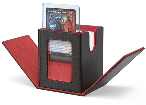 ZLCA MTG Boîte de rangement pour cartes de baseball Magic Commander contenant 100 jeux doubles CCG/EDH (noir et rouge)