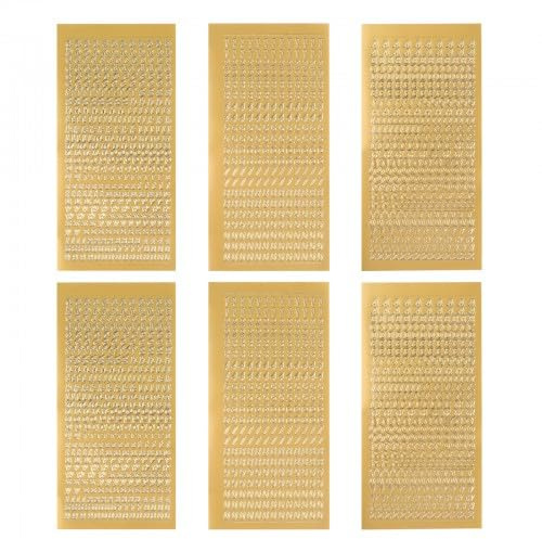 Dokeno 6 Hojas Pegatinas Números y Letras, Doradas Pegatinas Números y Letras Adhesivas, Mini Pegatinas Letras y Numeros Pegatina Alfabeto para Decoración Arte de Uñas álbum de Recortes