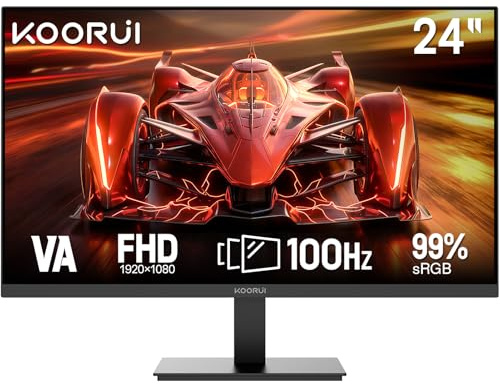 KOORUI 24 inch Gaming monitor FHD,100Hz,1080p,Eye-cared,Flicker-Free,Ultra-slim,VESA,support HDMI, computer monitors