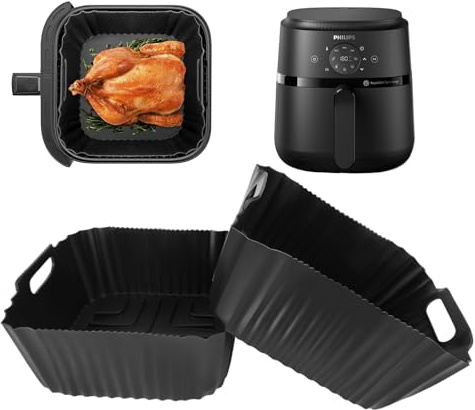 2 Stück Silikonform Heißluftfritteuse Zubehör für Philips Airfryer 2000-Serie 4,2L, Air Fryer Silikon Einsatz, Backform Zubehör für 2000 Series ‎NA229/00 Philips 4,1L HD9252 HD9200 HD9255