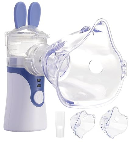Nebulisateur Portable, Nebulisateur pour Adultes et Enfants avec 2 Masques et Embout Buccal, Inhalateur Nébulisateur Silencieux avec 2 Modes, pour Usage Domestique