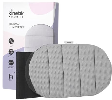 Kinetik Wellbeing Thermal Comforter - Microwavable Heat Pad for Pain Relief - Heat & Freeze Therapy with 2 Reusable Clay Packs, Secure Band - Drug Free Menopause, Menstrual Back Pain Relief for Women