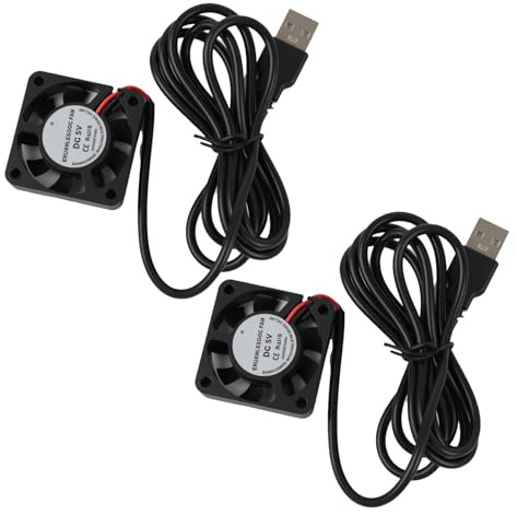 2 st mini USB-tysta kylfläktar, 40 x 40 x 10 mm, DC 5 V, med kablar, USB-datorfläkt, 4010 borstlös borste, för 3D-skrivare eller andra skrivare
