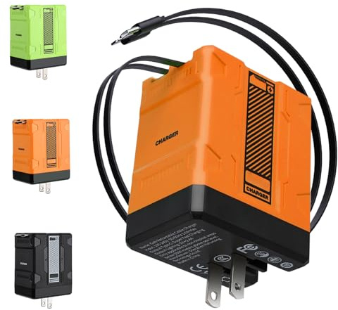 2-in-1 Compatible with 120w Fast Charger, 2025 New Retractable Wall Fasts Charging Power Adapter with All in One Foldable Plug, Multi-Functional Fast Smart Charger for Phone, Tablet, Laptops (Orange)