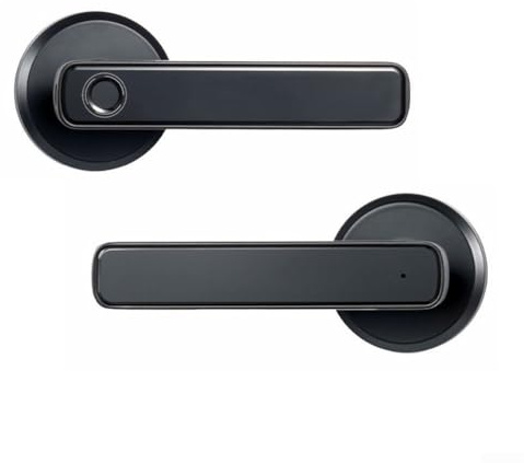 Cerradura inteligente de tres puntos para puertas interiores de madera con reconocimiento de semiconductores y compartimento magnético para batería, color negro