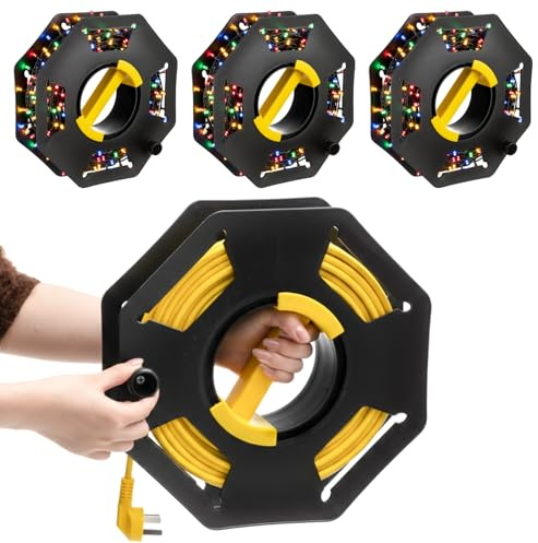 Ripeng 3 Pcs Extension Cord Storage Reels, Holds up to 150 Feet of 16/3 or 125 Feet of 14/3 Gauge Cord, Plastic Cable Winding Wheel Tangle-free with Central Handle for Extension Cords Rope Hose
