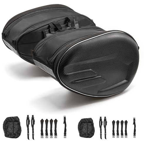APEBAZY Bolsas laterales para motocicleta 36 L-58 L alforjas para moto impermeables bolsa trasera moto