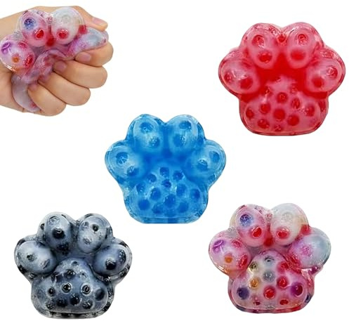 Pimple Pop Fidget – 4 stycken svart, röd, blå, färg, realistisk, mjuk, ny klämma | Skin Picking Fun Sensory Toys för älskare, familj, vänner, tonåringar,