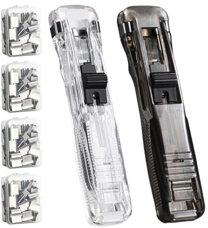 Agrafeuse portable à pince – Pince à sertir portable – Outil d'agrafage de papier portable avec 200 clips réutilisables | Agrafeuse sans trou pour bureau, école, salle de classe, organiseur de