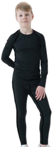 Syglawnd Pantaloni Lunghi per Bambini Strato Base Traspirante ad Asciugatura Rapida per Hockey, Calcio, Golf, Corsa, Ciclismo, Stile 1