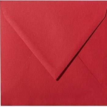 25 quadratische Briefumschläge - Rot 145 x 145 mm 14,5 x 14,5 cm - Dreieckslasche mit Innenfutter/Verschluss: Feuchtklebend/Grammatur: 100 g/m²