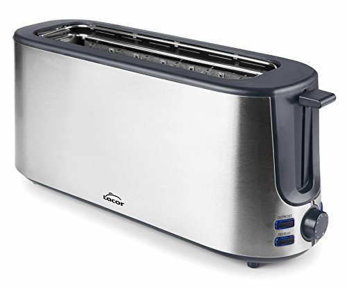 Lacor 69360 - Tostadora con Ranura Larga, 1000 W, Acero inoxidable