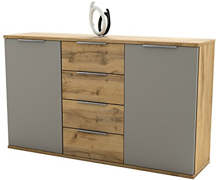 möbelando Sideboard Beistellschrank Anrichte Standschrank Kommode Schrank Constantin I Wildeiche/Basaltgrau