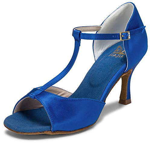 JIAJIA 20511 Latin Dam Sandaler 7,5 cm Flared Heel Super Satin Dansskor