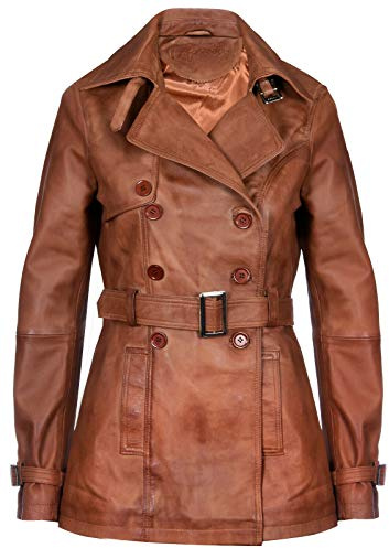 Infinity Leather Giacca da Motociclista in Pelle 100% Marrone con Bracora per Donna Coniac Abbronzatura 3XL