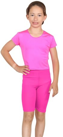 Janisramone® Girls Cycling Shorts Stretchy Gymnastics, Plain Elasticated Leggings Girls, Summer Breathable Hot Pants for Kids, Mini Dance School Sports Shorts Children's Ballet Tights, UK 3-13 Years
