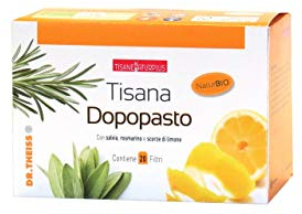 Dr. Theiss Tisana Dopo Pasto - Integratore Alimentare Confezione da 20 Filtri - Pancia Piatta, Gonfiore Addominale e Sollievo a Stomaco con Salvia, Rosmarino e Limone