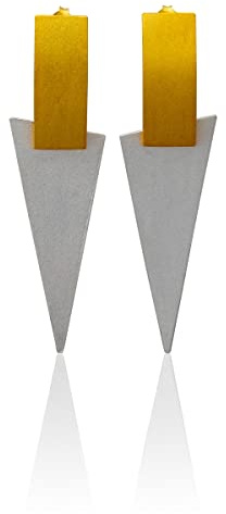 Nature Rebel BiColor Ohrringe Damen 925 Silber und 14Karat Gold Statement Ohrstecker Geo Minimal Design Gebürstet