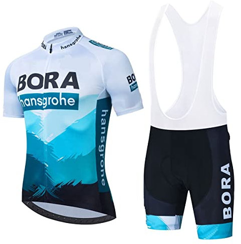 Linarun Herren Radtrikot Set Fahrradtrikot Kurzarm + Radlerhose mit 5D Sitzpolster Rennrad Trikot Fahrradbekleidung Atmungsaktiv und Schnell Trockend (Blau01,XL)