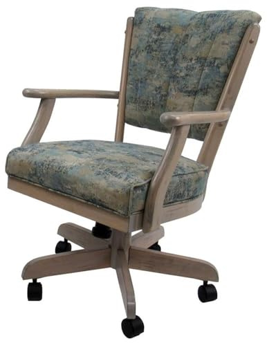 Pemberly Row 37 Modern Wood Swivel Dining Chair, Poet Sky Blue Finish, Adjustable Height, Tilt and 360° Swivel, Foam Padding, Twin Wheel Casters, Versatile Kitchen or Dining Room Seating