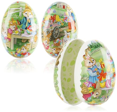 com-four® 3X Uova di Pasqua da riempire - Uova di Pasqua Colorate per Pasqua - Uova di Pasqua con Fumetti a Tema Pasquale da Regalare