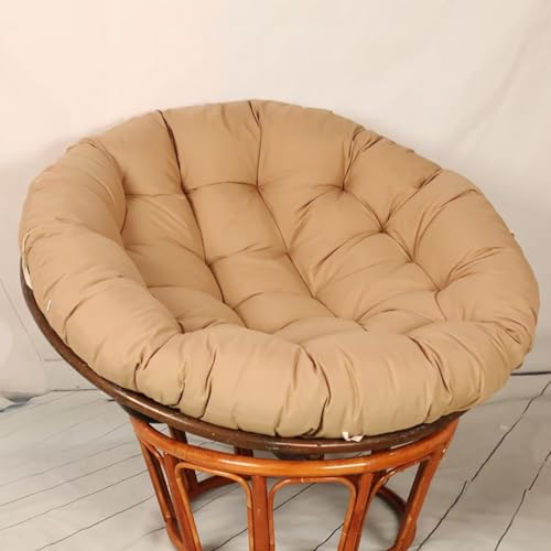Papasansessel Kissen, Papasan Sitzkissen für Hängesessel, Rund Papasan Sessel, Bequem Weich Sitzkissen, Hängesessel Kissen für Korbsessel, Garten Stuhlauflag, Khaki, 130 * 130cm