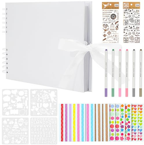 JETOP Wedding Photo Scrapbook Photo Book 80 White Pages Personalised Memory Book Scrapbook Set Wedding Memory Book for Couples Picture Book with Scrapbooking Supplies for Valentines Day Anniversary A4