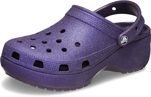 Crocs Zoccoli da donna classici con plateau glitter, Iris Scuro, 38-39 EU