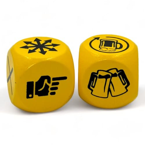 MIJOMA Party-Boost Würfel - Trinkspiel mit 2 Würfeln, Würfel-Duell für Erwachsene, 25mm, ultimativer Party-Stimmungsmacher, lustige Symbole, Stimmungsgarantie für Spieleabende