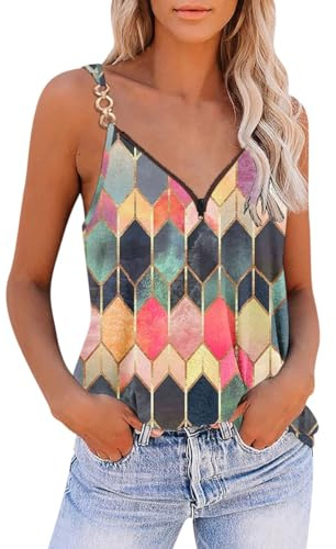 GRMLRPT Débardeur pour Femme Bretelles Tshirt sans Manches Camisole de Base Camis Débardeur Sexy Ete Tunique Metal Bretelle Tank Tops Haut (Multicolore,S-XXL)