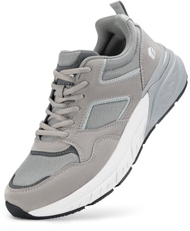 FitVille Laufschuhe Herren Sneaker Extra Weit Turnschuhe Atmungsaktive Sportschuhe Outdoor Straßenlaufschuhe Bequeme Walking Schuhe,Grau,41 EU,Weit