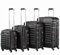 PROVITERA Set aus 4 Hartschalenkoffern aus ABS, Hartschalenkoffer S-M-L-XL, Teleskopgriff und 4 Easy Roll-Roll-Rollen, Vorhängeschloss mit Codeschloss, robuster Reisetrolley mit Handgepäck, Schwarz