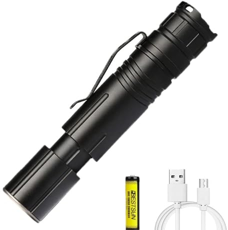 KUPRO Small Torch LED Super Bright Rechargeable, 200000 Lumens Powerful EDC Flashlight Torches Battery Powered with 4 Modes, IP45 Waterproof Tactical Torch Zoomable Flash Light for Camping, Hiking