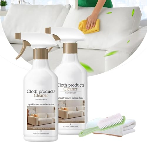 Spray detergente senza lavaggio per divani, smacchiatori per divani, detergente per tessuti, detergente per materassi e smacchiatori, per tappezzeria auto, tappeti, tappeti, 500 ml (2 pezzi)