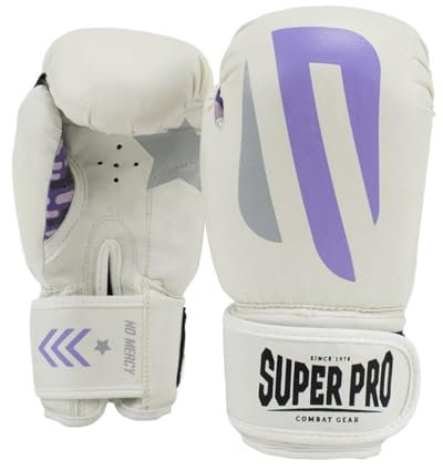 Super Pro Kinder Boxhandschuhe No-Mercy Weiß - Boxhandschuhe für Kids für Boxen Kickboxen Muay Thai MMA (6 Unzen)