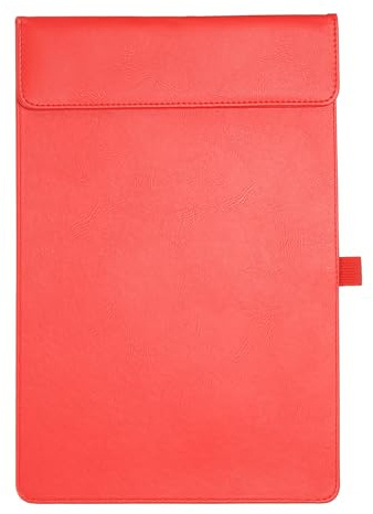 PATIKIL Porte-dossiers En Cuir PU Format A4, 24x34 cm Porte-Bloc Magnétique Professionnel Avec Porte-Stylo Organisateur De Bureau Planche À Écrire Style 2, Rouge