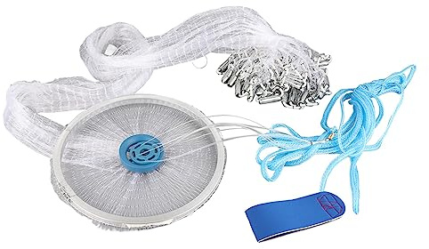 KooingTech 10ft/300cm Fishing Cast Net, Portable Hand Throw Cast Net Fish Trap, Fish Mesh Net Network Trap