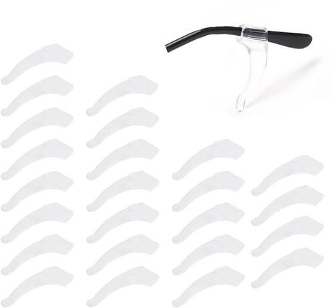 24 pcs Silicone Anti-Slip Ear Grips Glasses Ear Cushions Comfortable Eyeglass Temple Tip Transparent Non-Slip Ear Hooks for Glasses Sunglasses & Reading Glasses Accessories