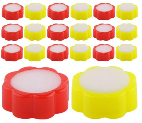 FUNNETOYU 20 St Fingertip Moistener Sponge med Stabil Halkfri Bas Plommonbladformad Fuktare för Sedelräkning och Enkel att Rengöra för Kontors Bankanvändning