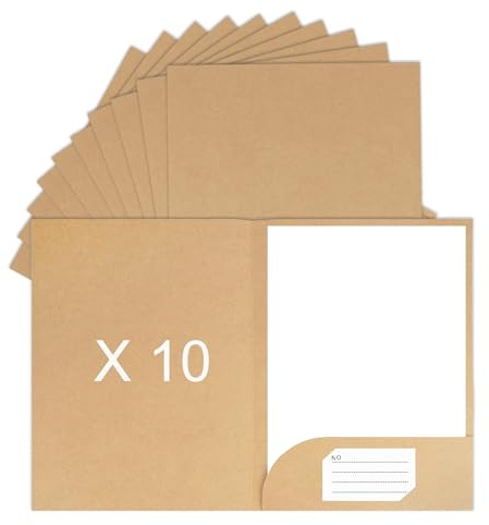 SOYIRI 10 stycken A4-dokumentmapp av kraftpapper, presentationsmapp med visitkortsfack för skola, kontor, företag