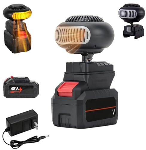 Battery Powered Heater, Portable Heater Battery Powered, Battery Operated Heater, 360° Rotation, 2 USB, For Camping, Car, Office, And Indoor Use (10 Batteries)