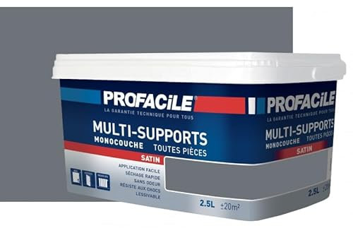 PROFACILE Peinture intérieure multi-supports, satin, murs, plafonds, boiseries, radiateurs, sans odeur, plusieurs teintes 2.5 litres