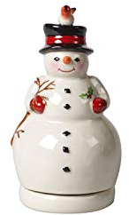 Villeroy & Boch Nostalgic Melody Schneemann, drehend, dekorative Schneemannfigur, Hartporzellan, Metall, Kunststoff, weiß, 8 x 8 x 15 cm