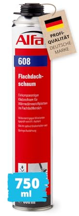 Alfa Flachdachschaum 1K 800 ml einkomponentiger Klebeschaum für Wärmedämmstoffplatten, gleicht Unebenheiten aus, zusätzliche Wärmedämmung (800 ml)