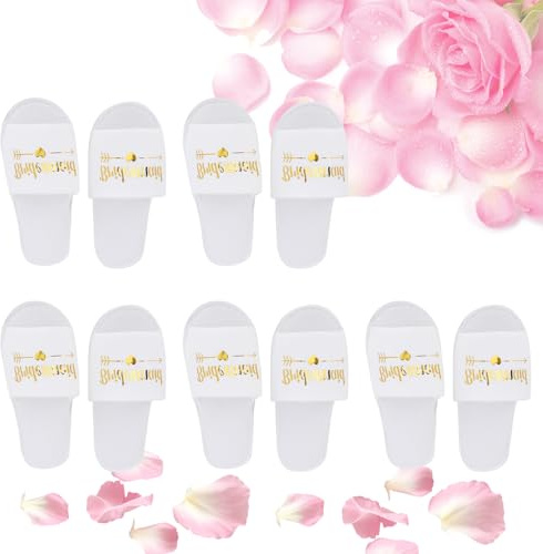 5 Par Hotelltofflor, Bärbara bröllopstofflor Gästtofflor Set Vita Engångstofflor Bröllopsfesttofflor Nuptial Dusch Spa Tofflor, Dröna D Honor 2, 44 EU