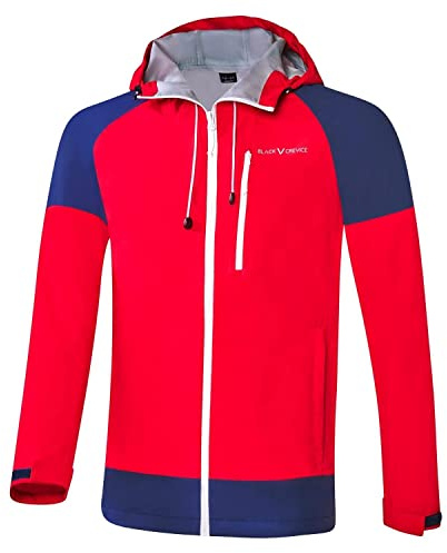 Black Crevice Hardshell jacka för män I högkvalitativ utomhusjacka för män I 3 L funktionell jacka av 100% polyester I andningsaktiv herrjacka I vind- och vattentät utomhusregnjacka för män, Röd /
