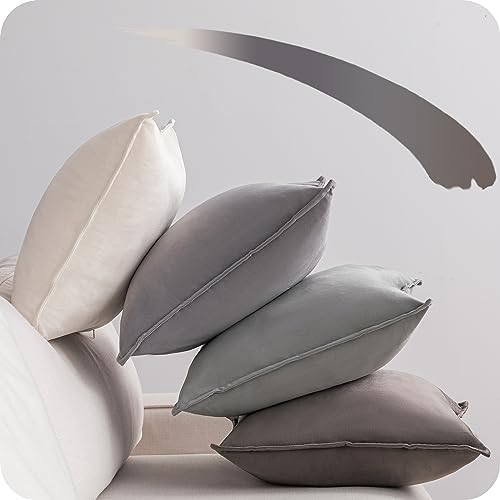 NOSTHEART Kissenbezug 50x50 grau 4er Set Samt Kissenbezüge Kissenhülle grau Farbverlauf Dekorative sofakissen dekokissen Bezug mit Verstecktem Reißverschluss für Sofa Wohnzimmer Balkon